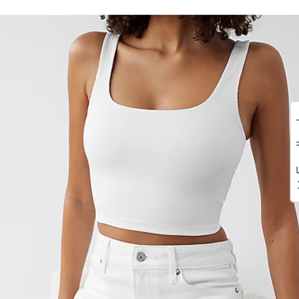 Express bodycon faux leather cream cropped tank top